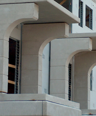 Building is designed with Solid Precast Slabs